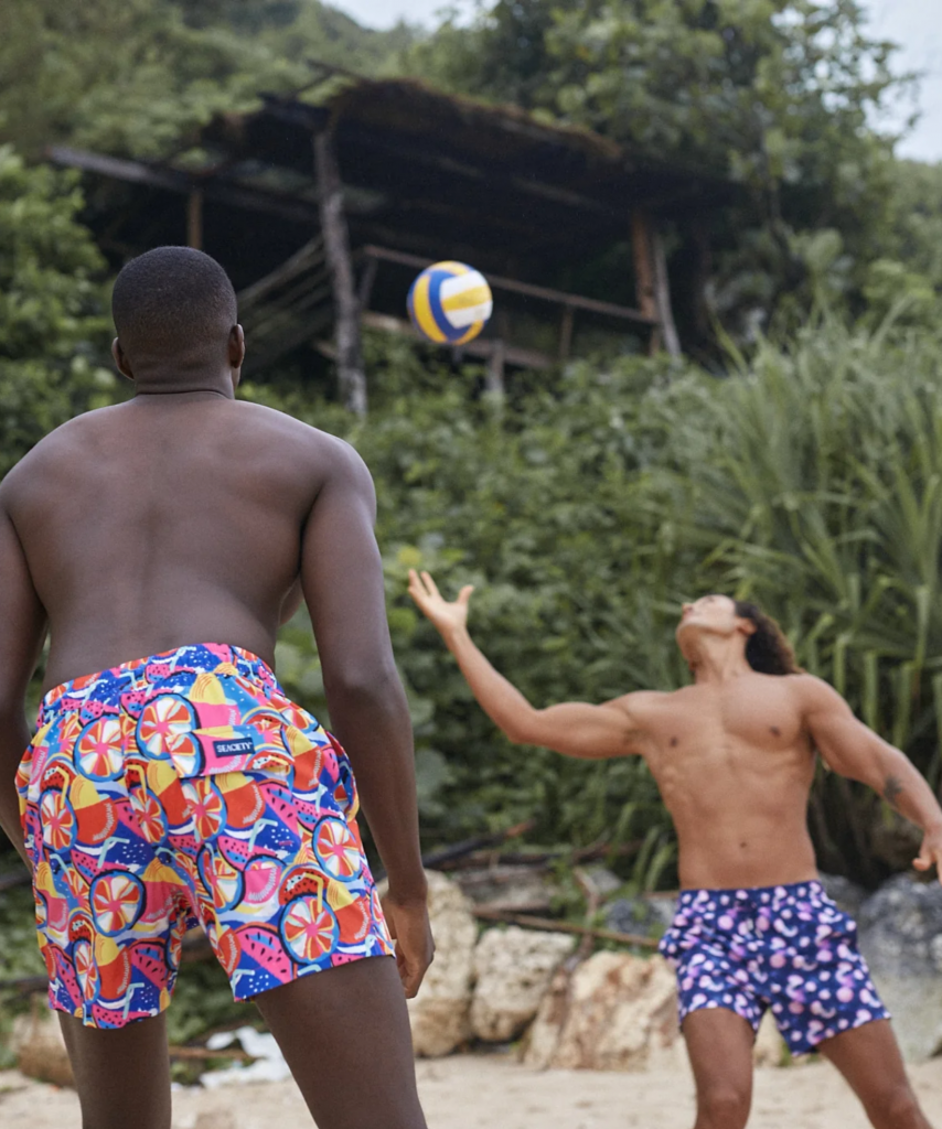 Two Man playing volleyball